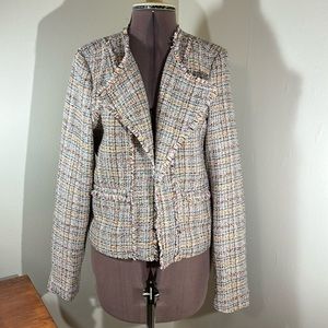Loft Multicolor Lined Tweed Blazer Sz 4